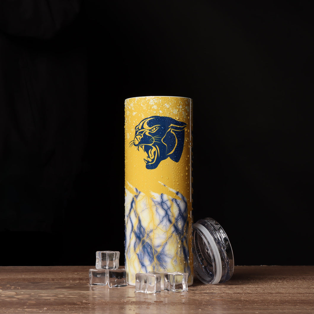 Electric Panthers White Steel Tumbler with Straw and Lid