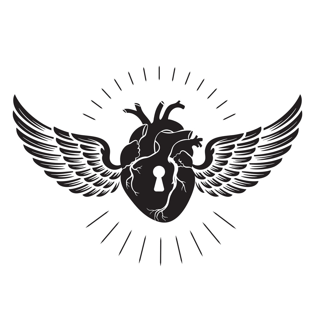 Anatomical Heart With Wings Long Sleeve T-Shirt