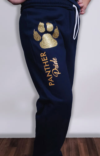 Glitter Panther Pride Joggers in Navy